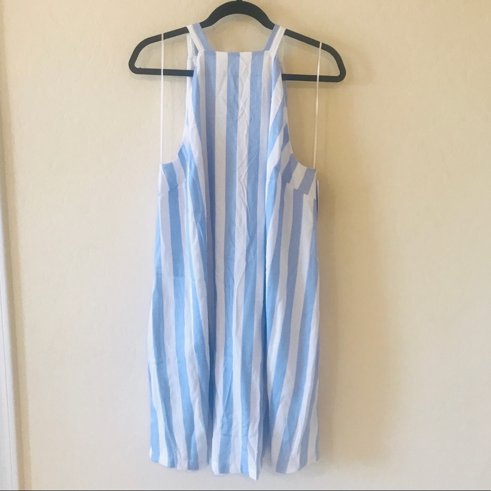 New blue and white striped dress